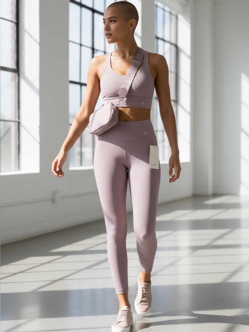 lululemon athletica Lavender High-Rise Legging Set with Crop Top & Belt Bag